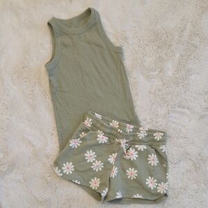 Cat & Jack Green Tank Top and Floral Shorts Set